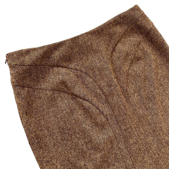 ETRO Milano Wool Tweed Pencil Skirt Italy 46 / US 10 Vintage Style Pleated Back - Picture 9 of 11